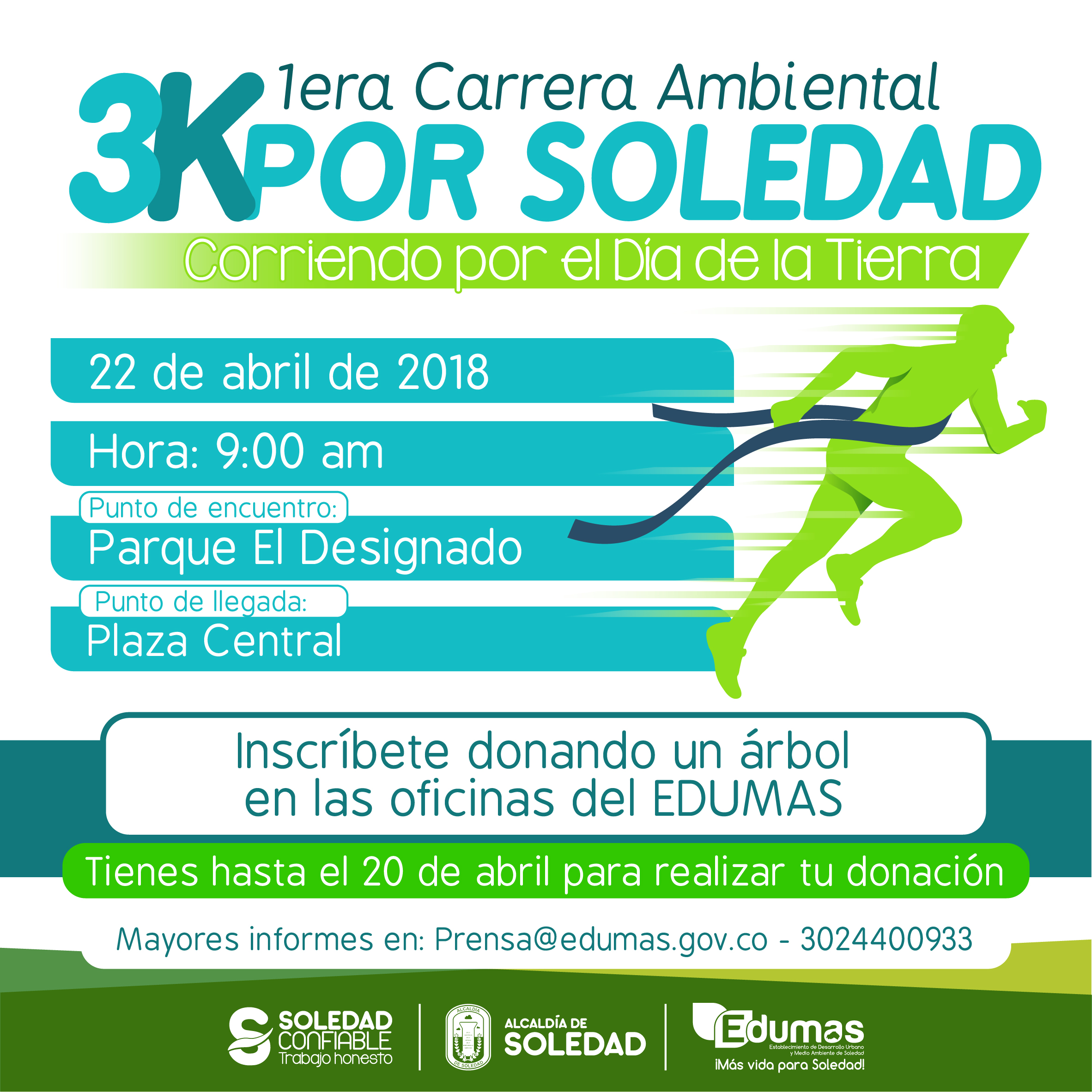 Con Carrera Ambiental 3k, Edumas celebrará  el Día de la Tierra en Soledad