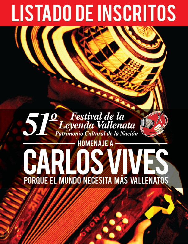 Lista la nómina titular de concursantes para el 51° Festival de la Leyenda Vallenata en homenaje a Carlos Vives