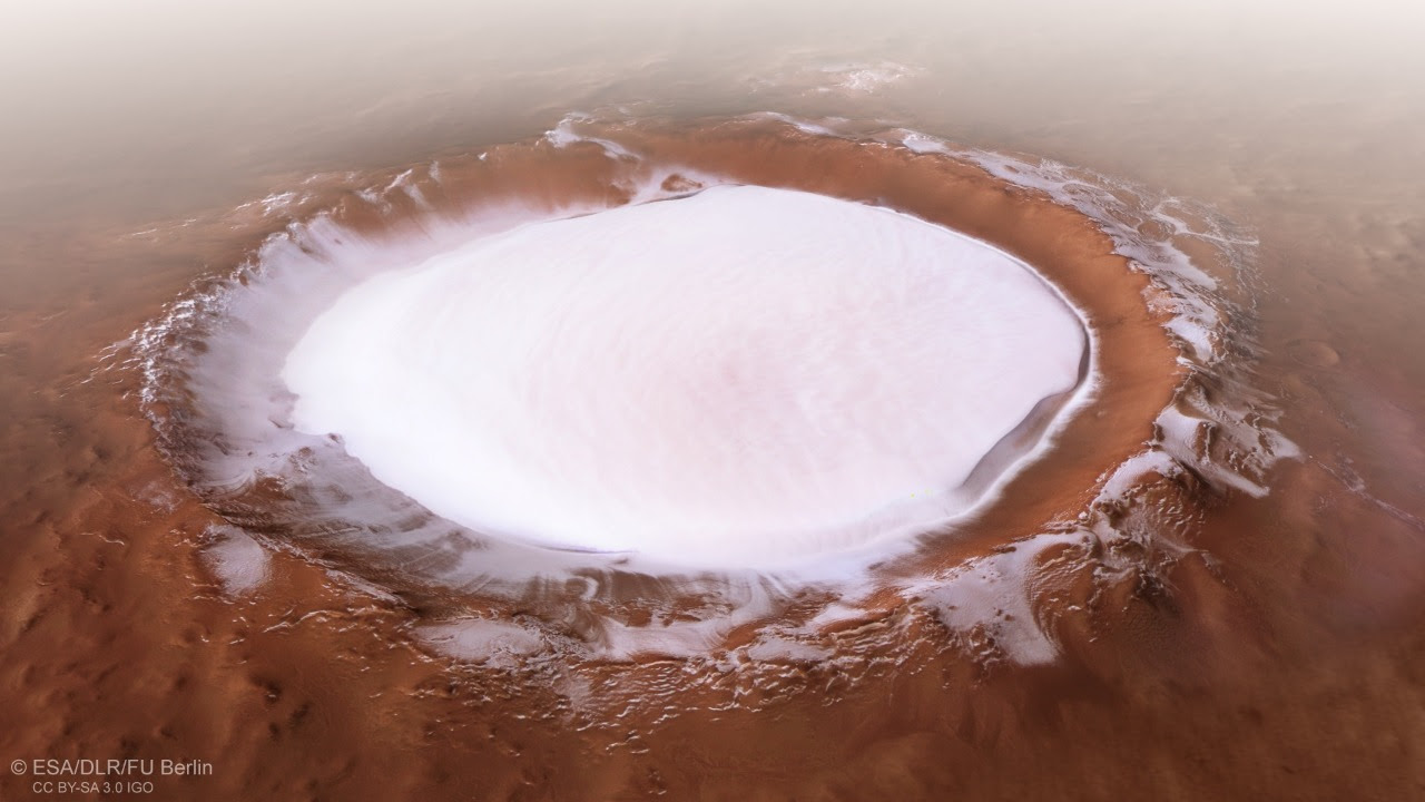 Korolev, el cráter cubierto de hielo perpetuo en la superficie de Marte