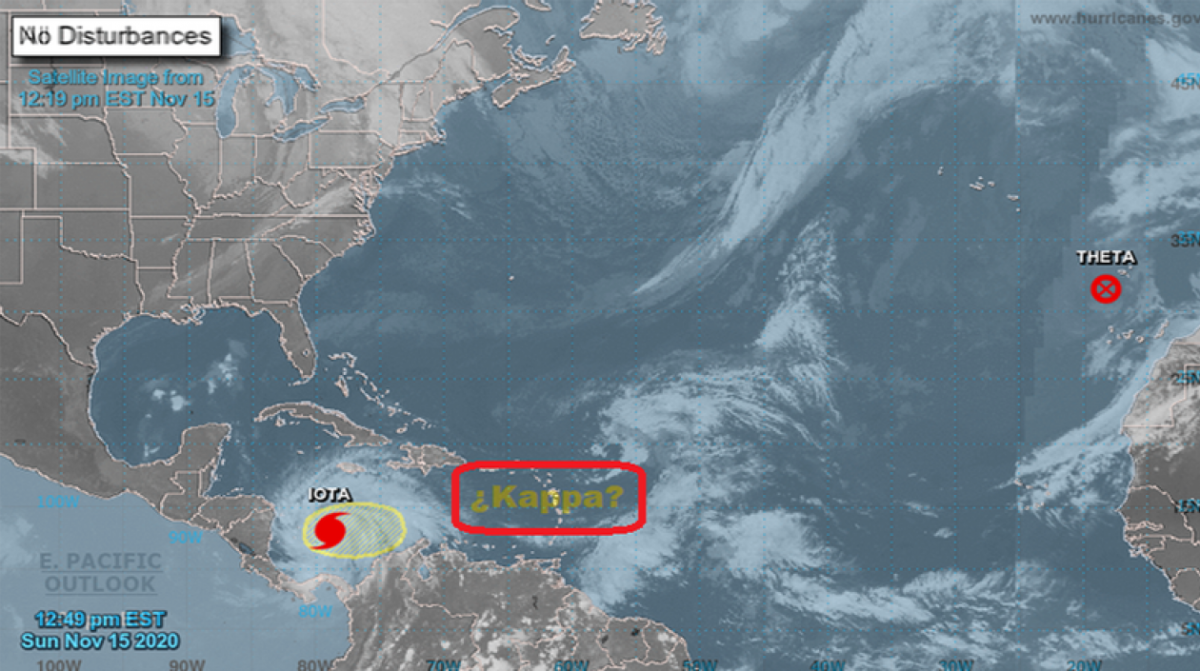 Sin desaparecer Iota, sistema de baja presión en el Caribe podría convertirse en la tormenta tropical Kappa