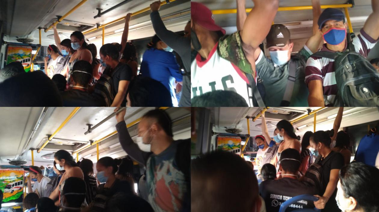 Bus en la calle 72 repleto de personas y el conductor seguía incluyendo gente en Barranquilla