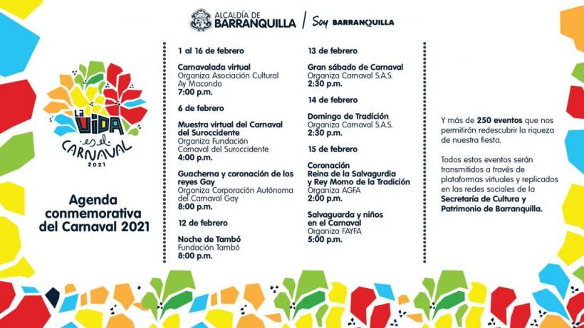 Esta es la agenda virtual del Carnaval de Barranquilla 2021 que empezará este sábado