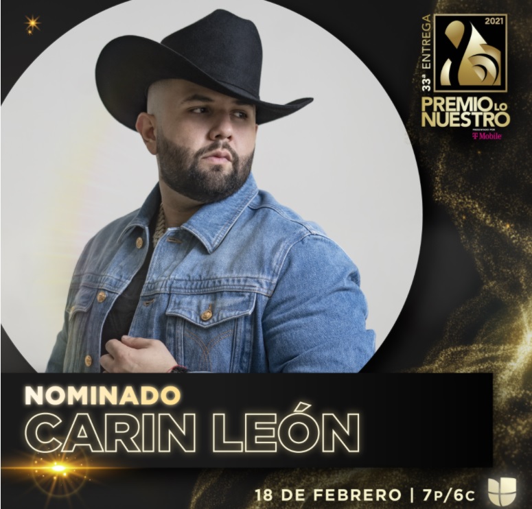 Carin León, nominado en dos categorías de Premio lo Nuestro 2021