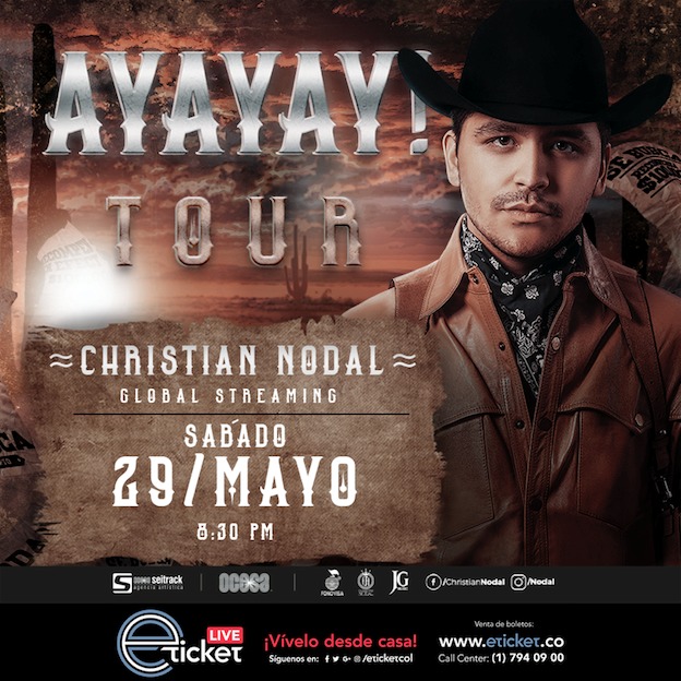 Christian Nodal llegará a Colombia con su show en streaming ayayay! Tour