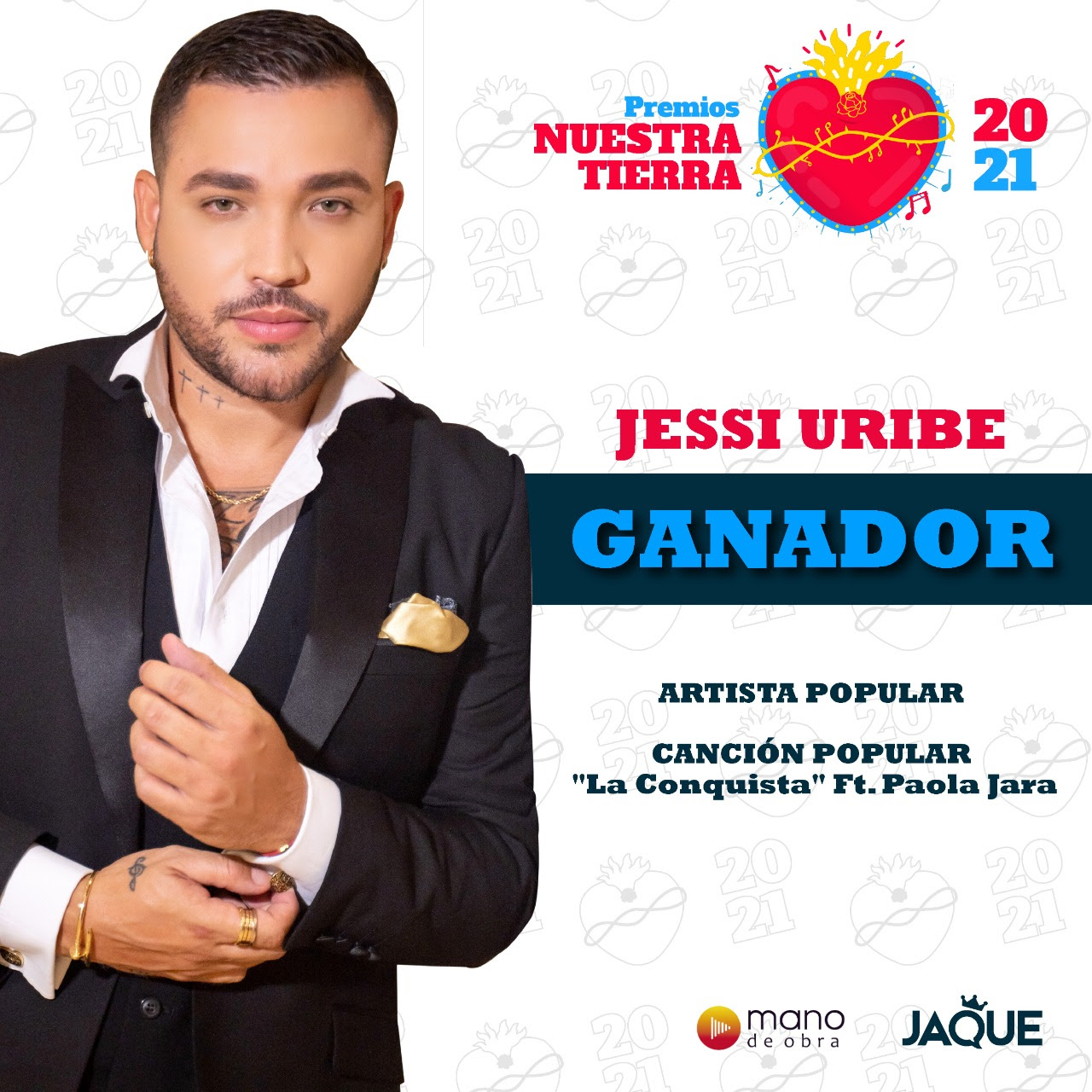 Jessi Uribe triunfa a ritmo de música popular en los premios nuestra tierra 2021