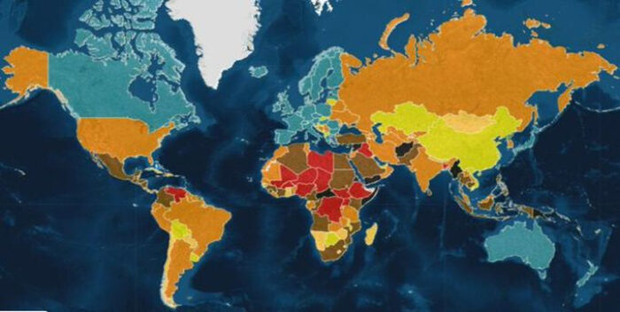 El mapa de los países más peligrosos del mundo en 2021