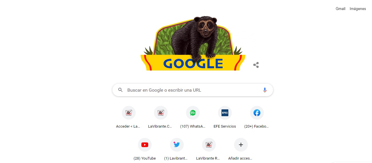 Google dedica al oso de anteojos el «doodle» por el día de la independencia de Colombia