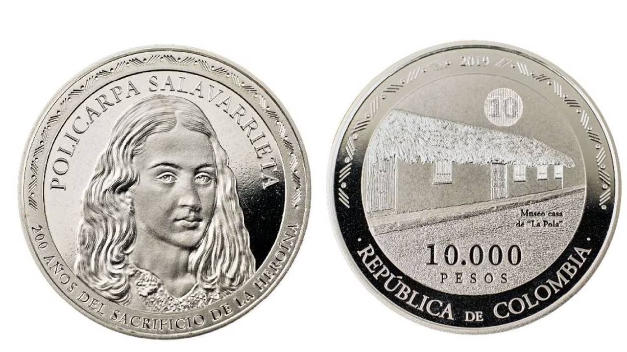 En circulación nueva moneda de 10.000 mil pesos homenaje a Policarpa Salavarrieta