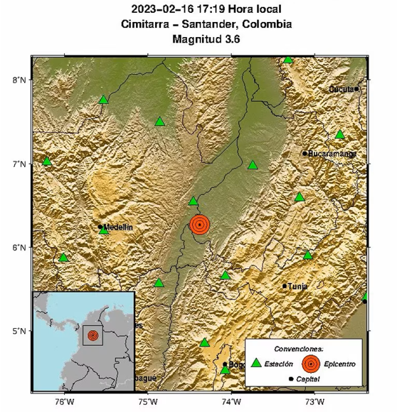 Sismo de magnitud de 3.6 grados en Cimitarra – Santander