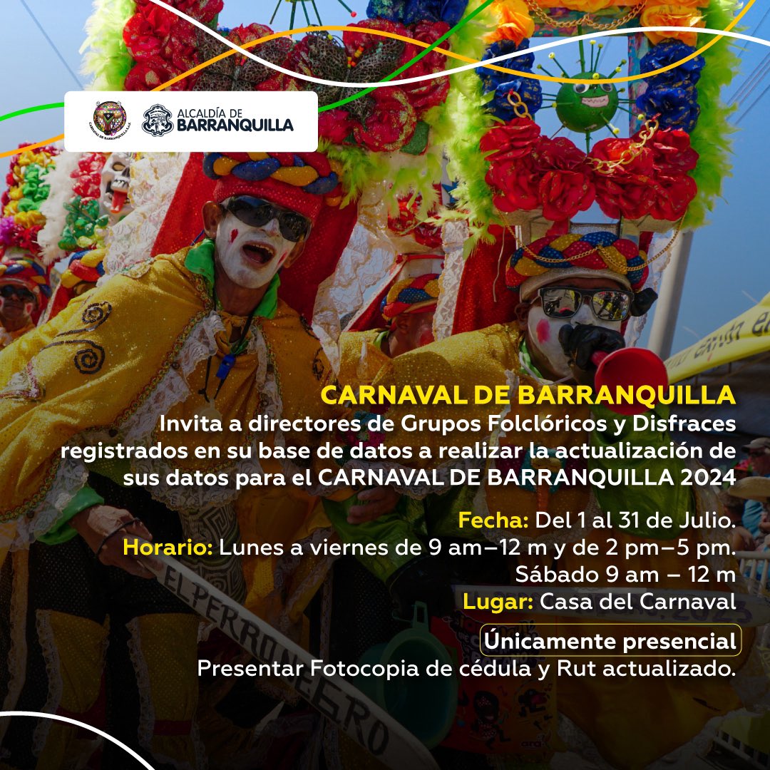 Inicia proceso de actualización de registro para el Carnaval de Barranquilla 2024