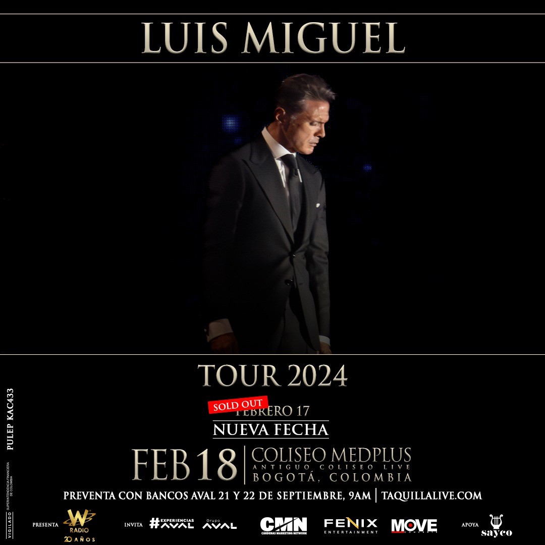 Luis Miguel tendrá un segundo concierto en Bogotá tras conseguir el sold out en la primera fecha