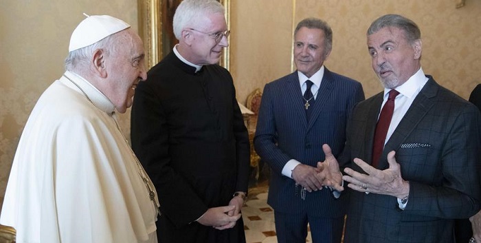 El Papa recibió a Sylvester Stallone en el Vaticano