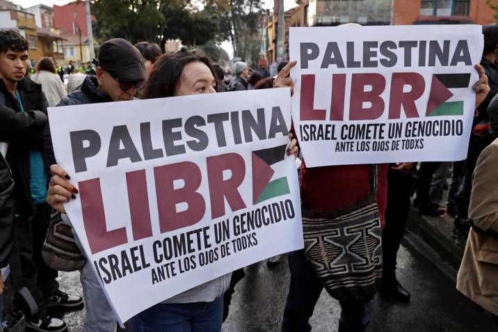 Centenares de personas manifiestan su apoyo a la causa palestina en Bogotá