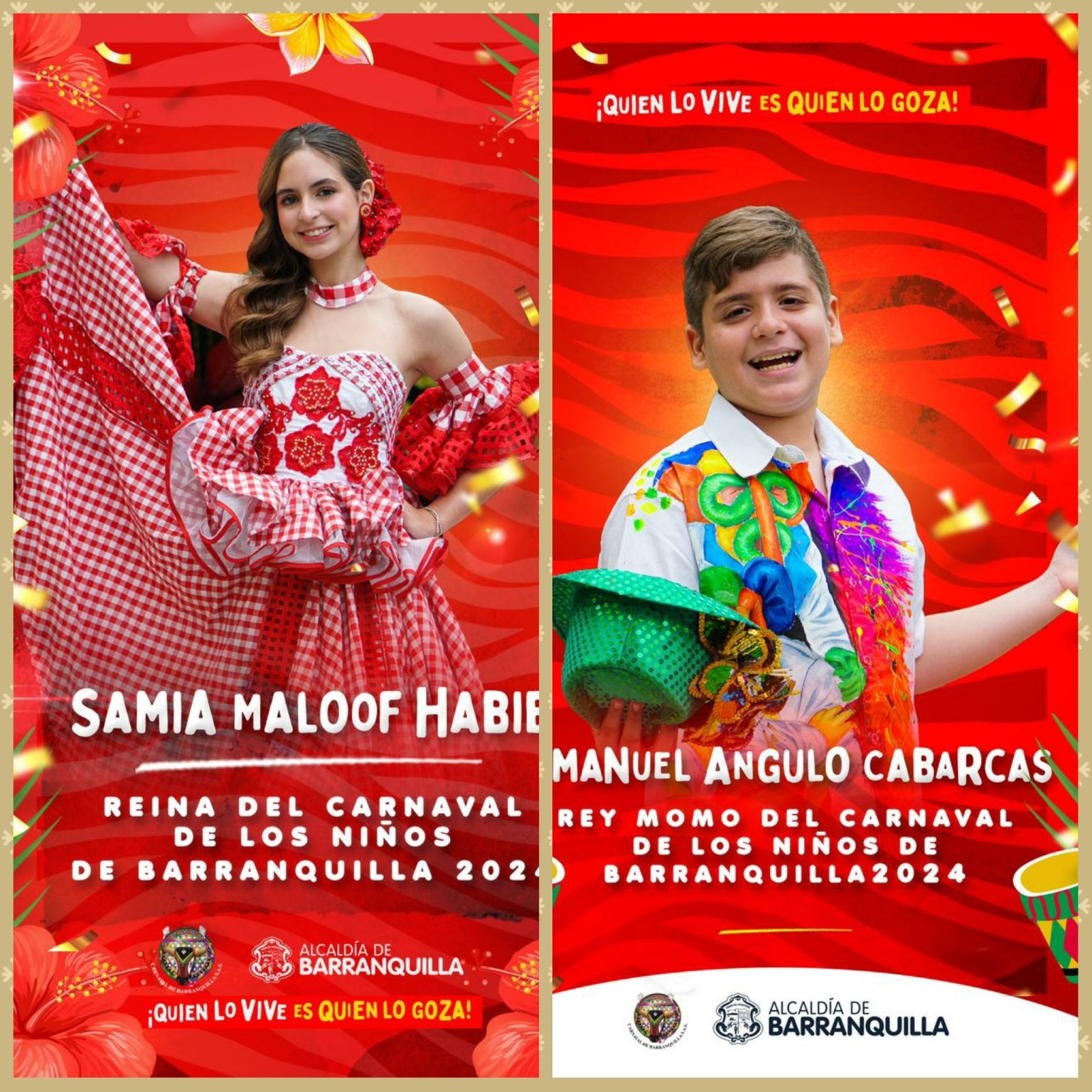 Samia Maloof Habib y Emanuel Angulo Cabarcas, Reyes del Carnaval de los Niños 2024
