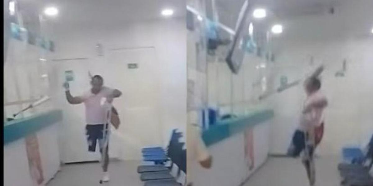 Paciente furioso en muletas causa destrozos en sede de Cafam en Barranquilla por escasez de medicamentos