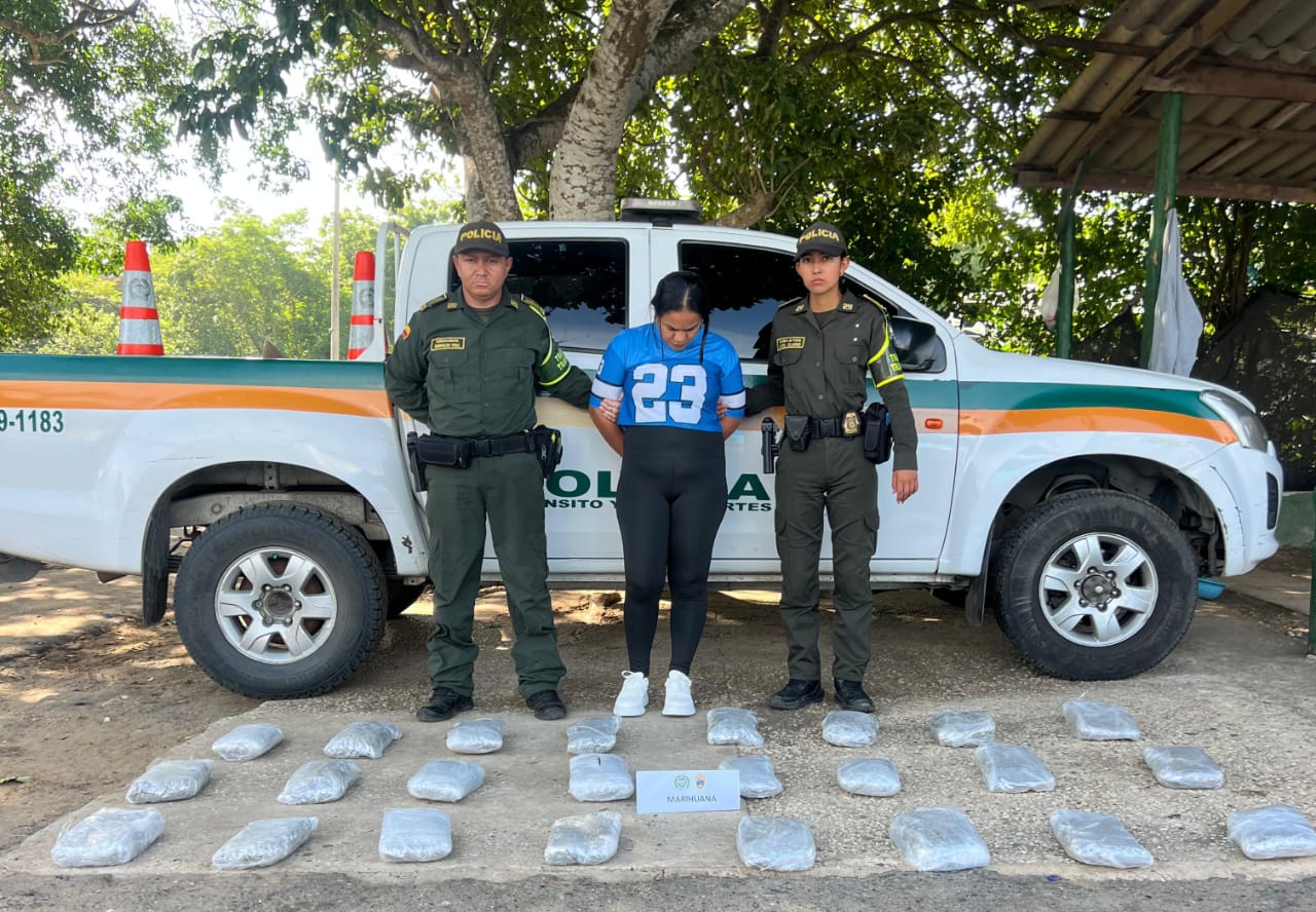 Cae mujer con 14 kilos de marihuana en un bus que viajaba de Barranquilla a Cartagena