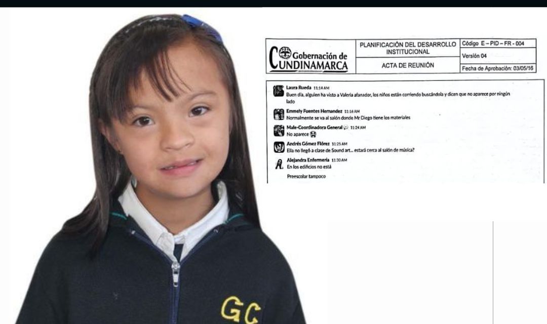 Revelan detalles del acta interna del colegio sobre la desaparición de Valeria Afanador en Cajicá