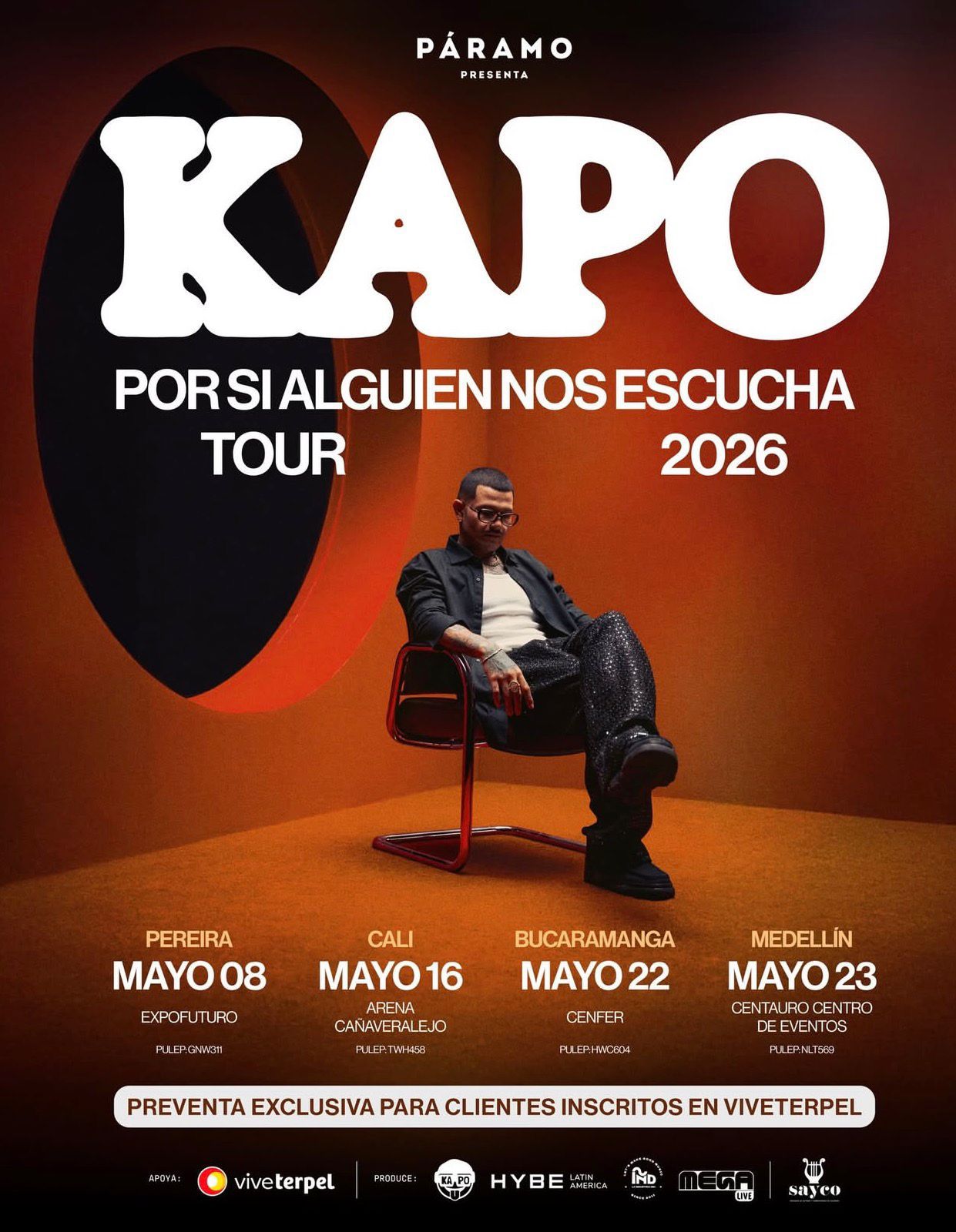 Kapo amplía su gira por Colombia y anuncia nuevas fechas del tour “Por Si Alguien Nos Escucha”