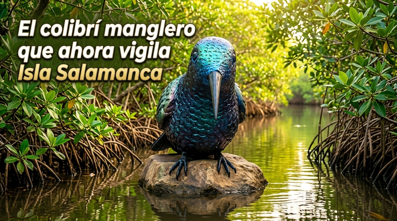 El colibrí manglero que ahora vigila Isla Salamanca desde una escultura