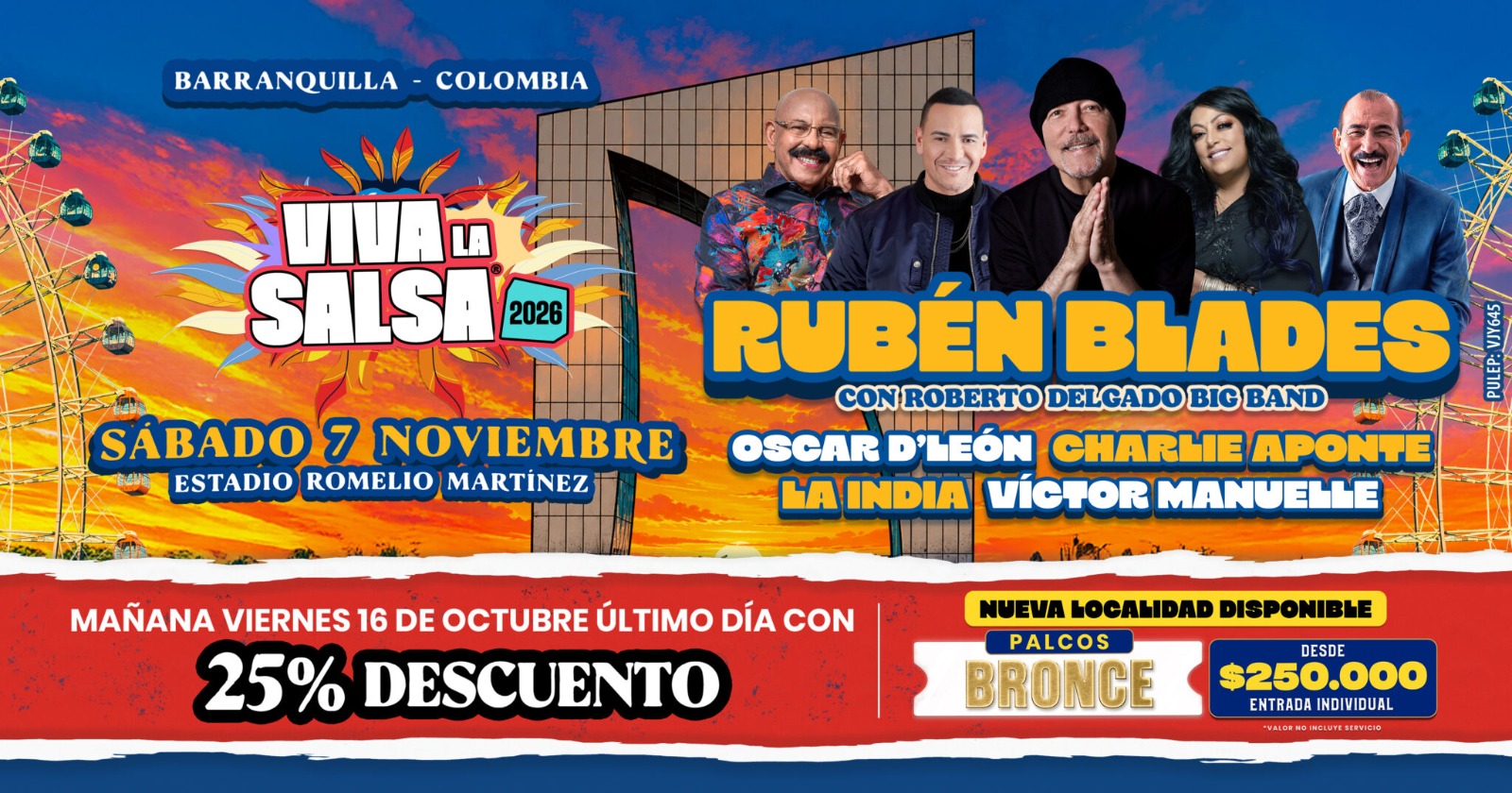 Viva la Salsa 2026 reunirá a grandes figuras del género en el estadio Romelio Martínez de Barranquilla